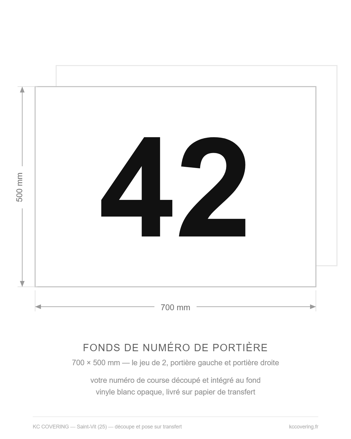 Fonds de numéro de portière rallye 70 x 50 cm — le jeu de 2